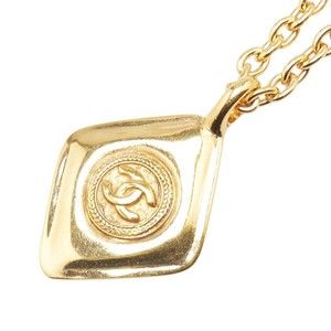 CHANEL Gold Diamond Coco Mark Necklace